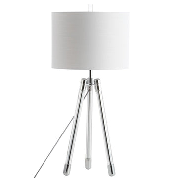 Wyman 30.5" Surveyor's Tripod Crystal/Metal LED Table Lamp - JONATHAN Y